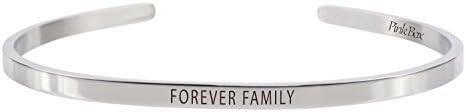Pink Box 3mm Solid Stainless Steel Cuff Bracelet - Forever Family
