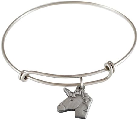 Emoji Single Charm Bracelet (Unicorn - Antique Silver)