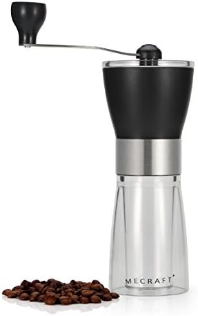 Manual Coffee Grinder, Mecraft Coffee Mill Grinder with Ceramic Burrs, Hand Crank Coffee Bean, Portable Handheld Grinder, Adjustable Ceramic Conical Burr Mill for French Press, Turkish, Aero Press and