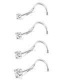 Jstyle 20G 4-8 Pcs Stainless Steel Nose Rings Studs Screw Piercing Body Jewelry 1.5mm 2mm 2.5mm 3mm