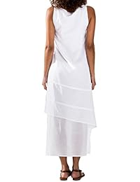 Blanco Por La Naturaleza mujer bordado de largo vestido de algodón