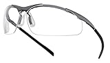 Bollé Safety 253-CM-40049 Contour Safety Eyewear with Silver Metal TPE Semi Rimless Frame and Clear Lens Pair