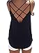 Women's Cute Criss Cross Back Tank Tops Loose Hollow Out Camisole Shirt (Large, Black)