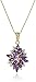 MORGAN & PAIGE .925 Sterling Silver 18K Yellow Gold Plated Diamond-Accented Genuine Amethyst Birthstone Cluster Pendant Necklace for Women - Hypoallergenic Pendant Necklace for Her, 18