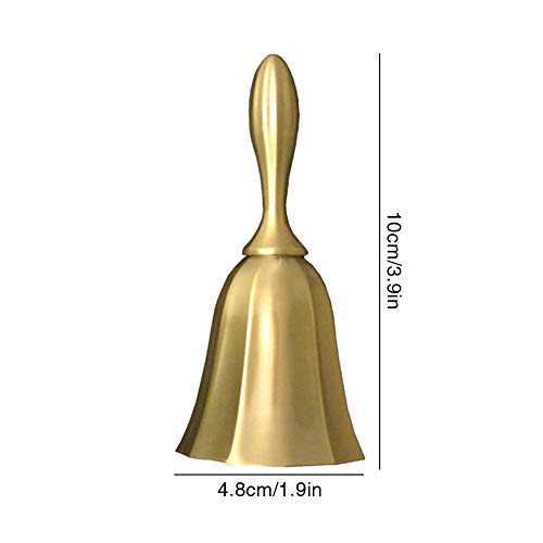 Hand Bell, Classic Metal Loud Call Bell Traditional School Library Alarm Hand Bell for Reception Dinner, Last Order, Hotel Service, Meditation Prayer, Pet Feeding and Home Decoration (Gold)