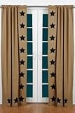 Burlap Natural Panel Black Stencil Stars Set of 2-40x84