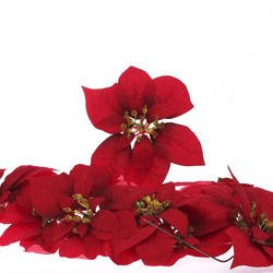 Group of 12 Realistic Look Artificial Christmas Red Poinsettia Blooms on Stems