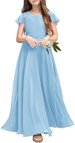 cute maxi dresses for juniors Inglocry Girls Maxi Dress Casual Holiday Long Dresses with Pockets Round Neck Cute Dresses For Teens 5-14 Beige 5-6Y