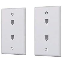 Monoprice Duplex Phone Jack Plate - White (2 Pack) | Terminating 4-Conductor (4P4C) Phone Lines