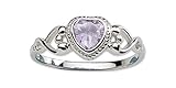 Sterling Silver June CZ Simulated Birthstone Baby Ring with Heart