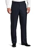 Perry Ellis Men's Portfolio Classic Fit Flat Front Folio Flex Waistband Sharkskin Pant, Azure Blue, 34x32