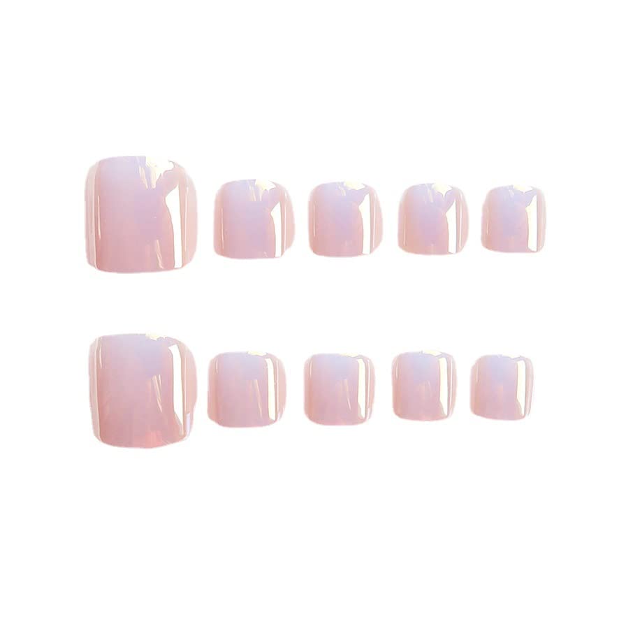 24 pcs Pink Press On Toenails Acrylic Short Fake Toenails for Women and Girls Artificial False Toe Nails Tips Art Feet Decoration Stick On Toe Nails