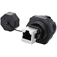 CNLINKO RJ45 Dual Port Ethernet Connector, Panel Mount Receptacles Socket Jack, Outdoor Waterproof IP67, Fast Data, Industrial