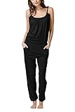 Linsery Women's Summer Casual Spaghetti Strap Cotton Jumpsuits Rompers Overalls
