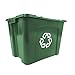 Rubbermaid Commercial Products Stackable Recycling Bin, 14 Gallon, Green Storage Container, For Garage/Kitchen use for Boxes/Paper/Yard Waste Recycle