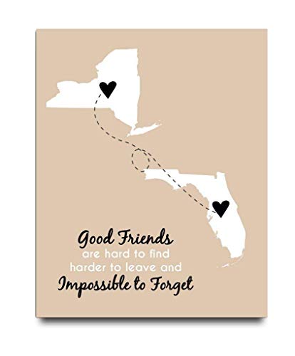 Going Away Paper Art Print | Long Distance Map Gift | Unique Friend Gift | Personalized Going Away | Best Friend Gift | Best Friend Long Distance Map | Graduation Gift for Friend | BFF Gift
