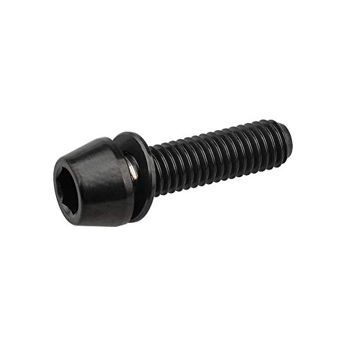 Wanyifa Titanium Ti Allen Hex M5x16 18mm Tapered Head Bolt with Washer Screw for Bicycle Stem Parts Pack of 6 (Black, M5x18mm)