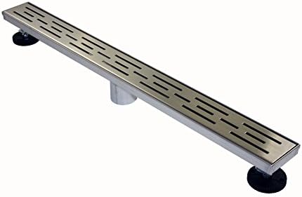Novalinea ZA Linear Shower Drain - 32 Inch Brick Pattern - Brushed Stainless Steel - Hair Strainer - Leveling Feet - Threaded Adapter - Sleek and Modern Design