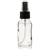 1 Oz (30 ml) Clear Boston Round Glass Bottle w/Black Fine Mist Sprayer- Pack of 12