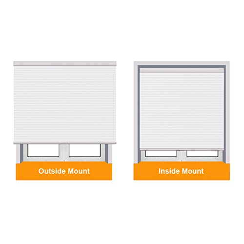 SBARTAR Cellular Shades Cordless Blackout Honeycomb Blinds Fabric Window Shades White(Blackout), 36" W x 64" H