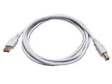 Monoprice 6ft USB 2.0 A Male to B Male 28/24AWG Cable - (Gold Plated) - White for Printer Scanner Cable 15M for PC, Mac, HP, Canon, Lexmark, Epson, Dell, Xerox, Samsung and More!