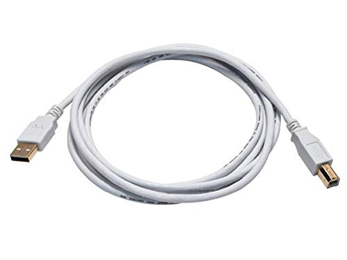 Monoprice 6ft USB 2.0 A Male to B Male 28/24AWG Cable - (Gold Plated) - White for Printer Scanner Cable 15M for PC, Mac, HP, Canon, Lexmark, Epson, Dell, Xerox, Samsung and More!