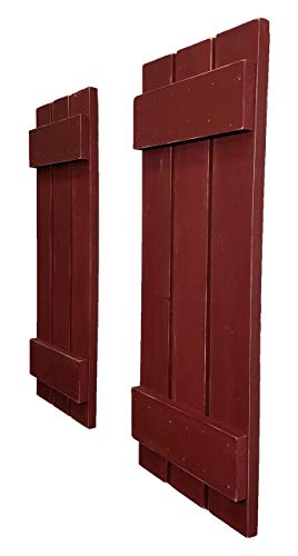 Countryside Rustic Pair of Decorative Board and Batten Shutters Available in 20 Colors - Shown in Sundried Tomato Red - Choose from 4 sizes 40", 36", 28", 22" Inches