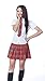 Women`s Elasticated Plaid Pleated Skirt Plus size Costumes(XL, Red white)