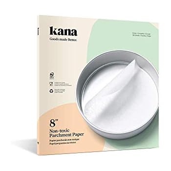 KANA Parchment Paper Baking Circles - 100 Pre-Cut Round Parchment Sheets for Baking Cakes, Cooking, Cookies, Cookies, Pastries, Dutch Oven, Air Fryer, Cheesecakes, Tortilla Press (8 inch)