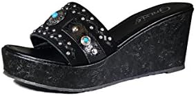 Grazie Women's Thora Wedge Sandals (9 M, Black)