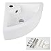 AWESON Small Corner Wall Mount Vessel Sink,White Vitreous China, Above Counter Corner Sink with Single Faucet Hole and Overflow