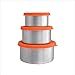 Yoku Made Small Stainless Steel Snack Boxes with Leakproof Silicone Lid for kids and babies, Small Stainless Steel Food Container, 3pcs, Orange