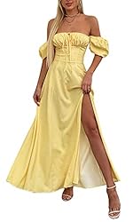 Women's Summer Puff Sleeve Floral Split Maxi Dress
