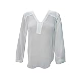 Womens Sheer Blouse White Long Sleeve Chiffon Boho Sexy Top Shirt Small…..