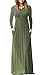 Dearlovers Womens Amazon Long Sleeve Maxi Dress Loose Plain Casual Long Dresses Plus Size Army Green XL