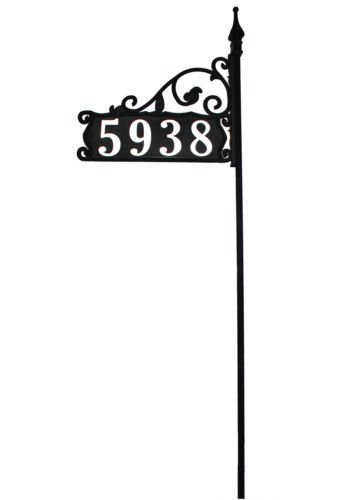 Large Reflective Address Yard Sign- Jumbo 6" Numbers - 80" Post For Large Yards and Snow Areas - Boardwalk Design