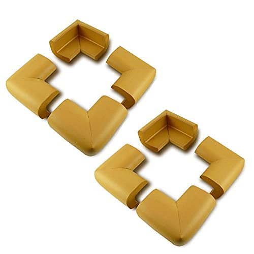8 x AKORD Baby Safety Corner Protection - Light Brown Desk Table Cover Protector - Safe for Child