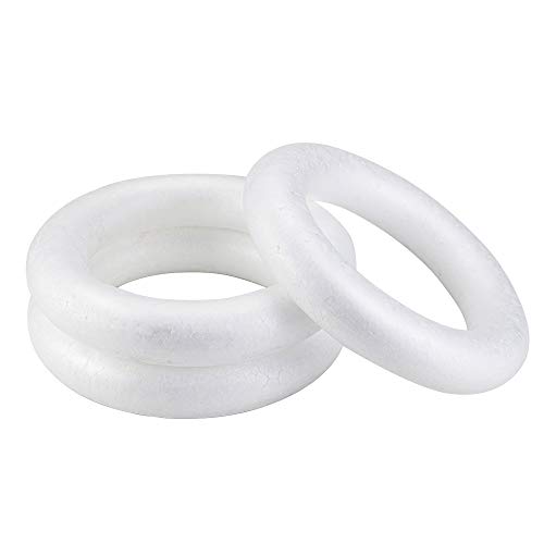 Hslife 12 Pack Craft Foam Wreath, Polystyrene Foam Ring for DIY Arts and Crafts, 5.9 x 5.9 x 1.2 inches