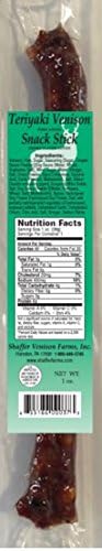 1 oz Teriyaki Venison Snack Stick (30 Individual sticks/box)