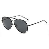 CHB Women's HD Mirrored Creative Irregular Lens Aviator Metal Frame Street Fashion Designer Polarized Sunglasses UV400 with Case