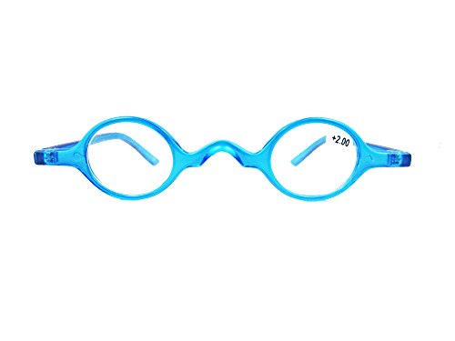 Designer Cute Small round Oval Vintage Clear Reading Glasses Eyeglasses (+3.00, Blue)