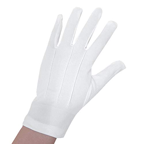 6 Pairs White Gloves for Children's Hand Moisturizing Gloves Nylon Cotton Gloves for Police Formal Tuxedo Honor Guard and Special Occasions (M)
