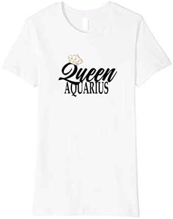 Women's Queen Aquarius T-Shirt Zodiac Sign January February Birthday XL White
