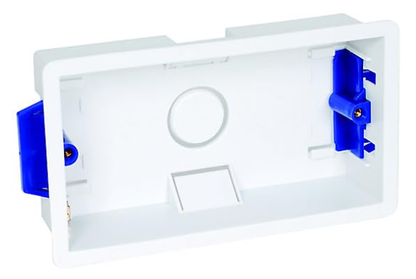 U-Trade Dry Lining Box 35mm - 1 Gang or 2 Gang | Single or Double Plasterboard Box with Adjustable Lugs | Recessed Flush Mount for Electrical Sockets (White)