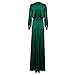 Miss ord Women's Sexy Deep V Long Sleeve High Split Maxi Dress with Belt Swimsuit Swim Beach Maxi Cover Up Dress Green