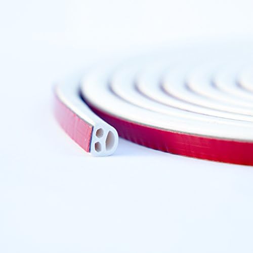 Silicone Weather Strip- Self Adhesive Seal Strip for Doors and Windows, Multi-hole D Shaped Flexible Ageing-resistant Soundproof Collision Avoidance Weatherstrip Sealing Strip Tape (White)