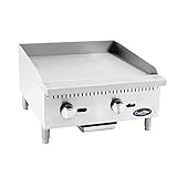 ATMG-24 Commercial Griddle Heavy Duty Manual Flat Top Restaurant Griddle Stainless Steel Portable Grill Natural Gas 24" Countertop - 60,000 BTU c