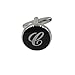 GGemony Men's Fashion Luxurious Tuxedo Shirts 2PCS Cufflinks, Gift Box- Premium Quality Personalized Alphabet Letter-C-Black