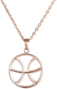 Zodiac Sign Pisces Round Pendant Necklace in 316L Stainless Steel, Jewelry Gift