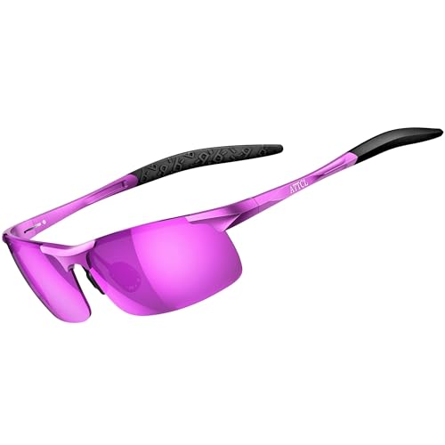 ATTCL Men's Sports Polarized Sunglasses For Driver Golf Fishing Unbreakable Metal Frame (Purple-frame/Purple lens mirrored) โ image 1